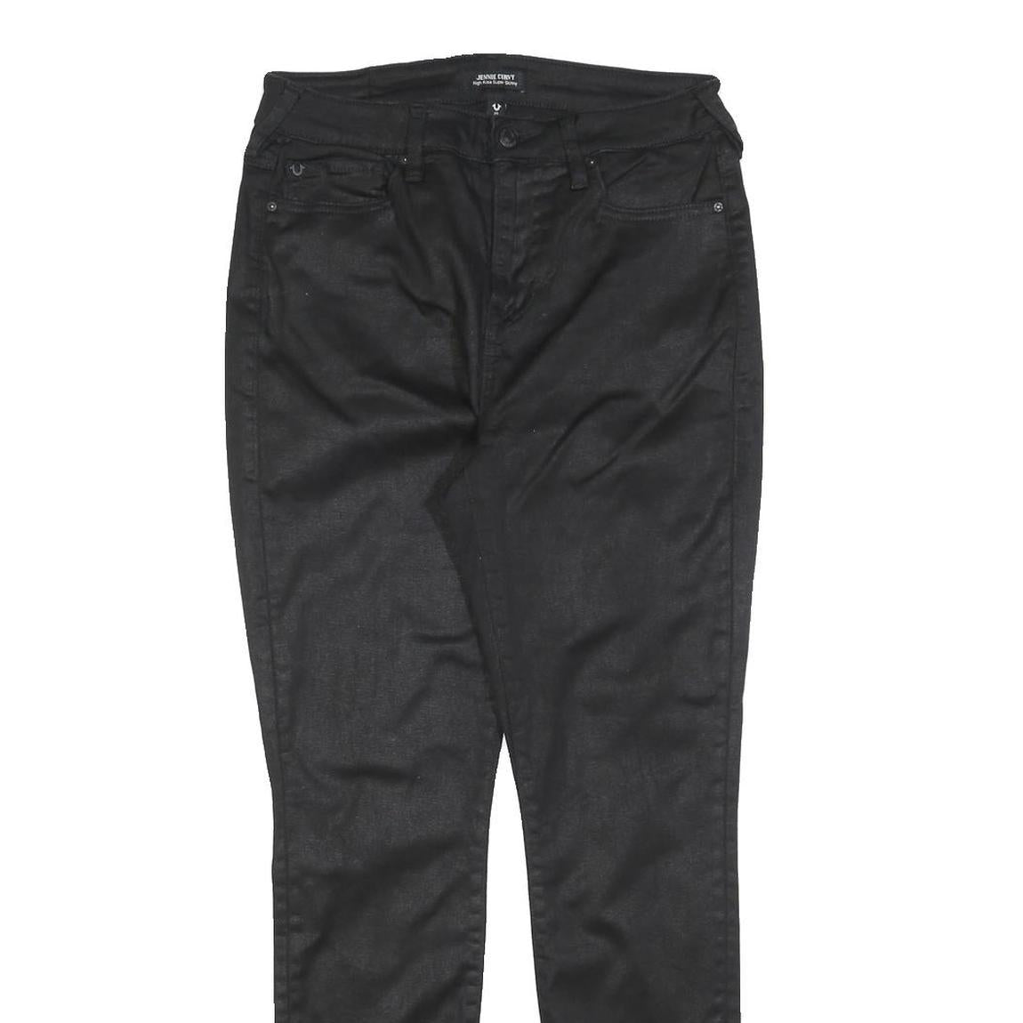 TRUE RELIGION Womens Slim Black Cotton Blend Zip Skinny Trousers W29 L28 Stylish