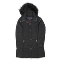 TOMMY HILFIGER Womens Black Quilted Jacket S Polyester Blend Zip Hooded Elegant