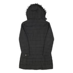 TOMMY HILFIGER Womens Black Quilted Jacket S Polyester Blend Zip Hooded Elegant