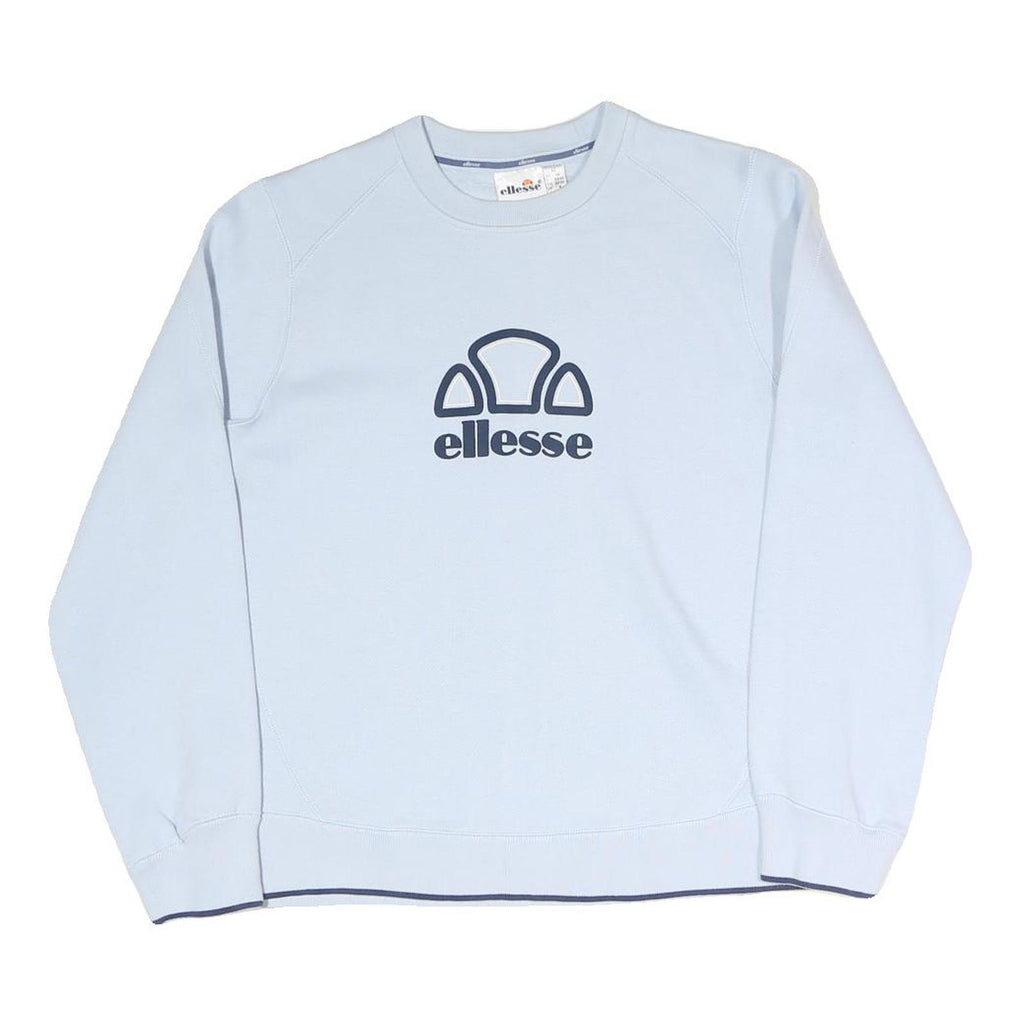 ELLESSE Womens Blue Crew Neck UK 12 Cotton Blend Sweatshirt Casual Pullover