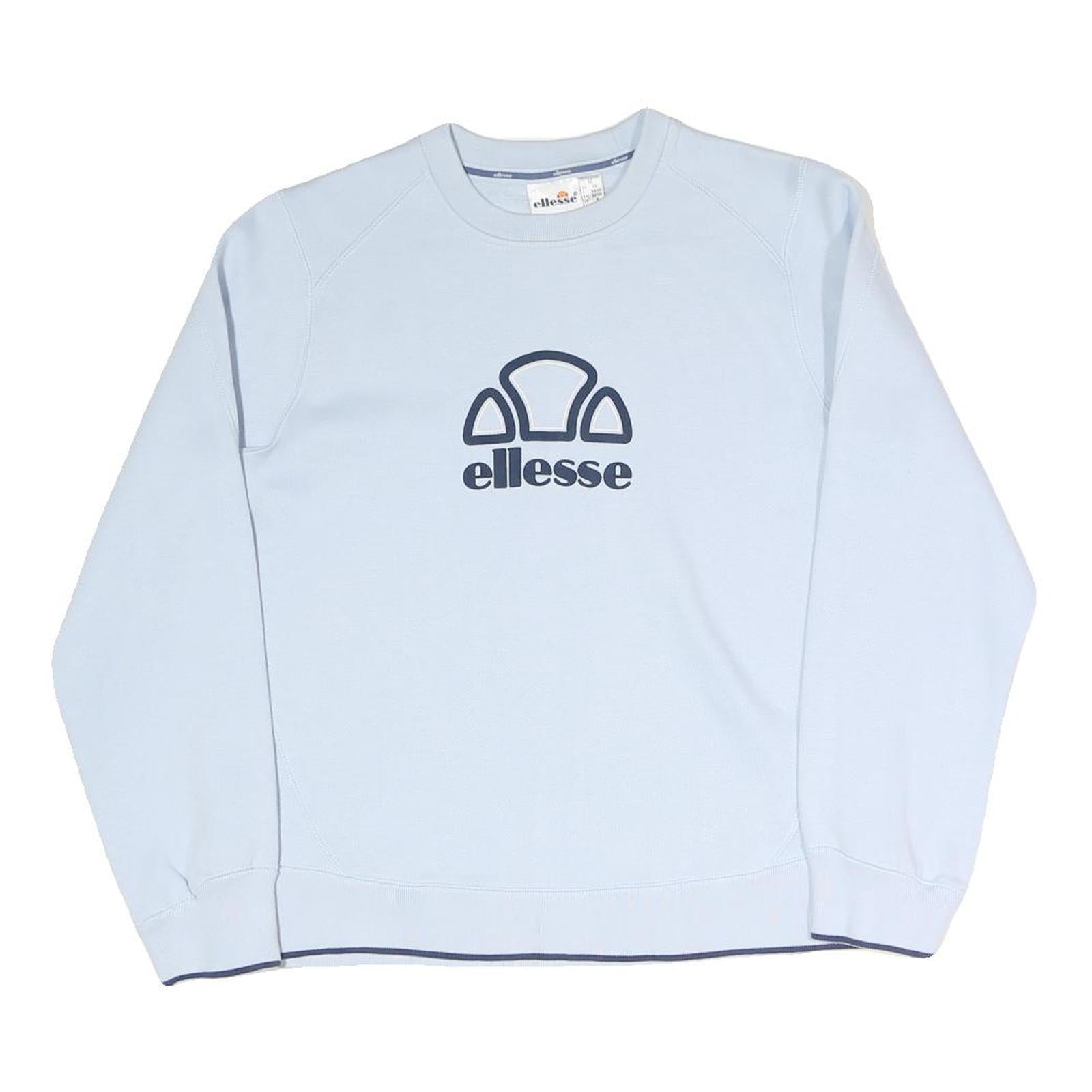 ELLESSE Womens Blue Crew Neck UK 12 Cotton Blend Sweatshirt Casual Pullover