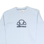 ELLESSE Womens Blue Crew Neck UK 12 Cotton Blend Sweatshirt Casual Pullover