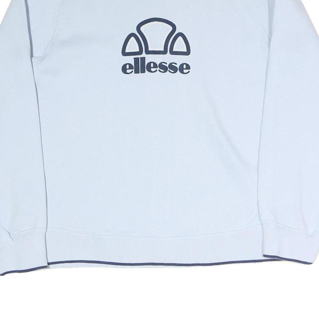 ELLESSE Womens Blue Crew Neck UK 12 Cotton Blend Sweatshirt Casual Pullover