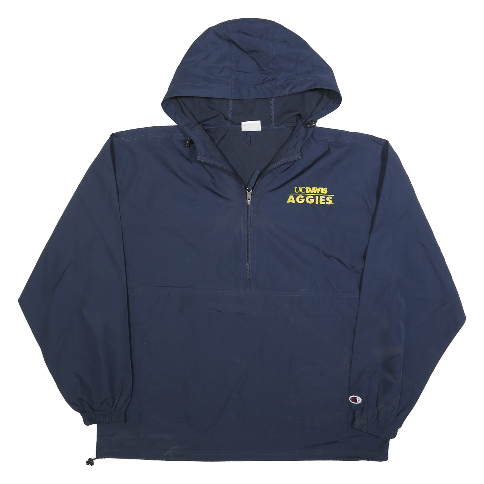 CHAMPION Mens Navy Blue UC Davis Aggies Half Zip Jacket XL Polyester Hooded