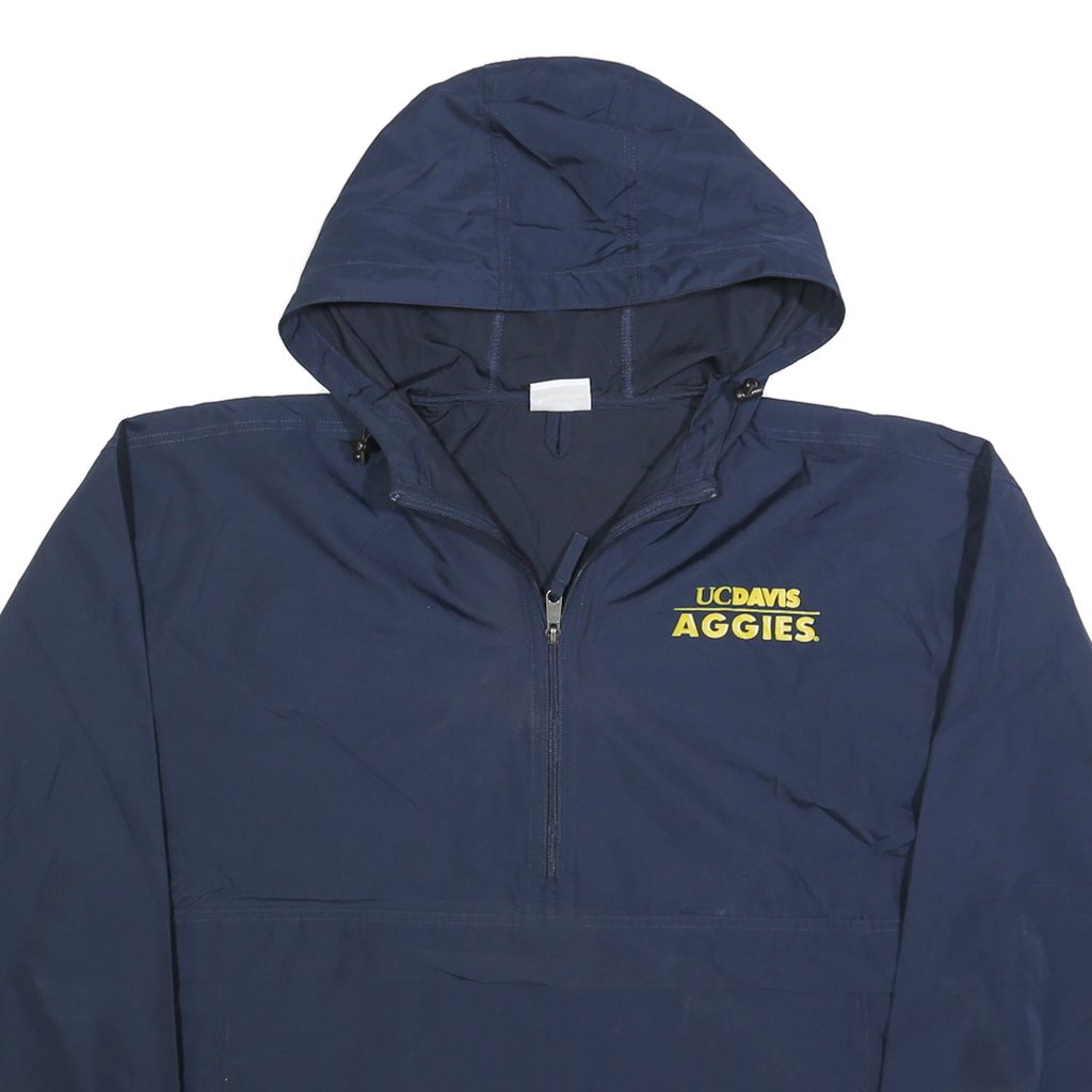 CHAMPION Mens Navy Blue UC Davis Aggies Half Zip Jacket XL Polyester Hooded