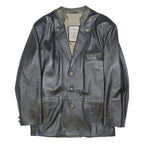 FRACHTENGUARDL Womens Black Leather Jacket XL Button Plain Elegant Classic