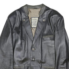 FRACHTENGUARDL Womens Black Leather Jacket XL Button Plain Elegant Classic