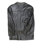 FRACHTENGUARDL Womens Black Leather Jacket XL Button Plain Elegant Classic