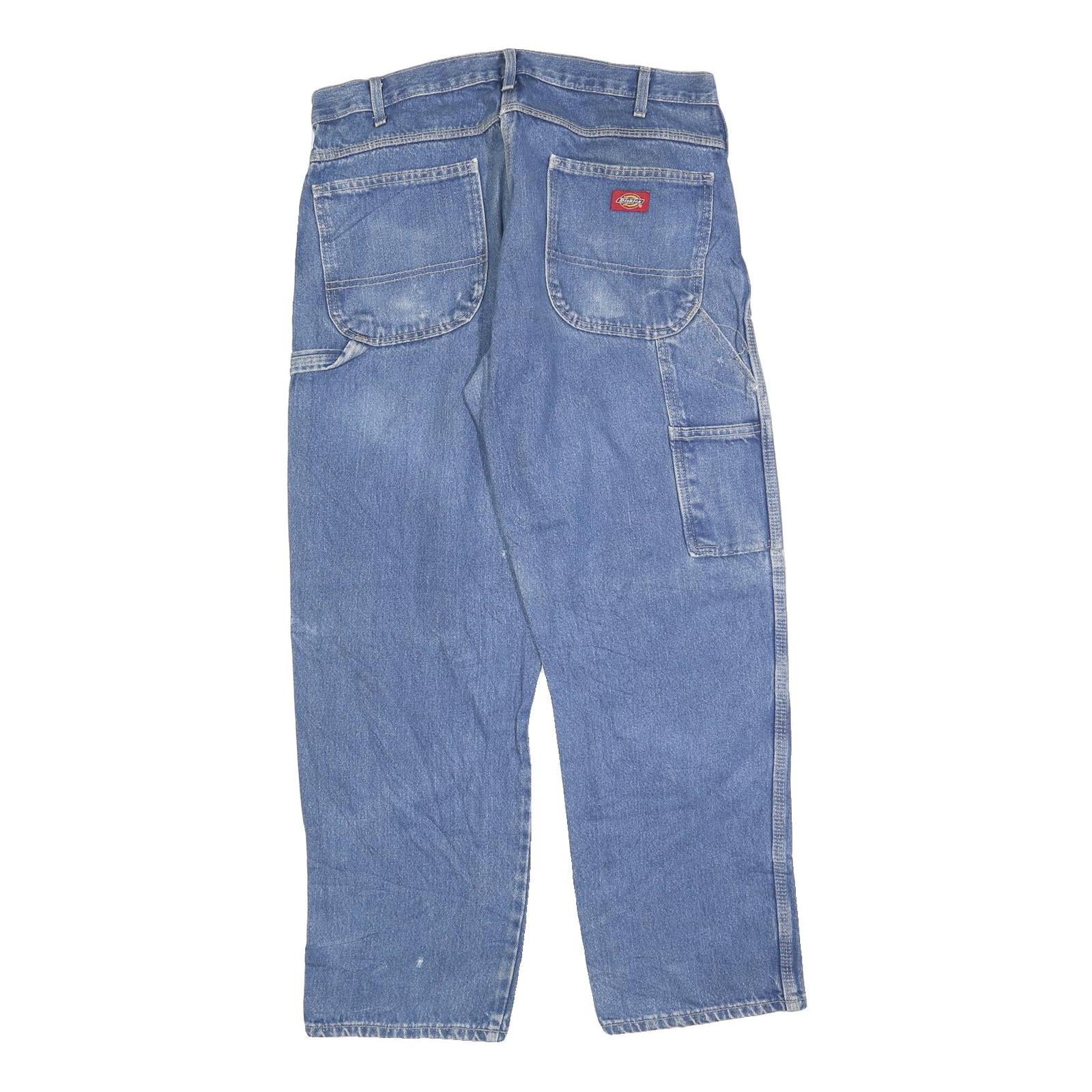 DICKIES Mens Jeans Blue Regular Straight Denim Medium W36 L30 Workwear