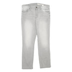 DKNY Womens Regular Fit Light Grey Denim Jeans Cotton Blend W32 L28 Stylish Zip