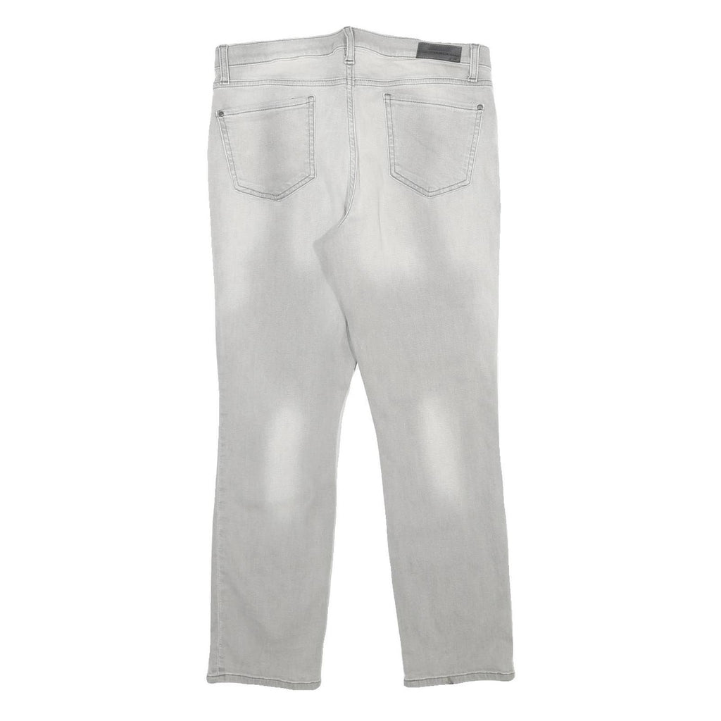 DKNY Womens Regular Fit Light Grey Denim Jeans Cotton Blend W32 L28 Stylish Zip