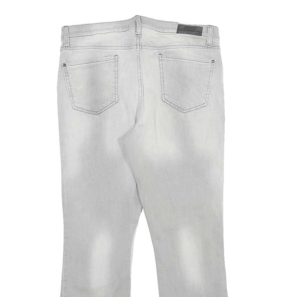 DKNY Womens Regular Fit Light Grey Denim Jeans Cotton Blend W32 L28 Stylish Zip