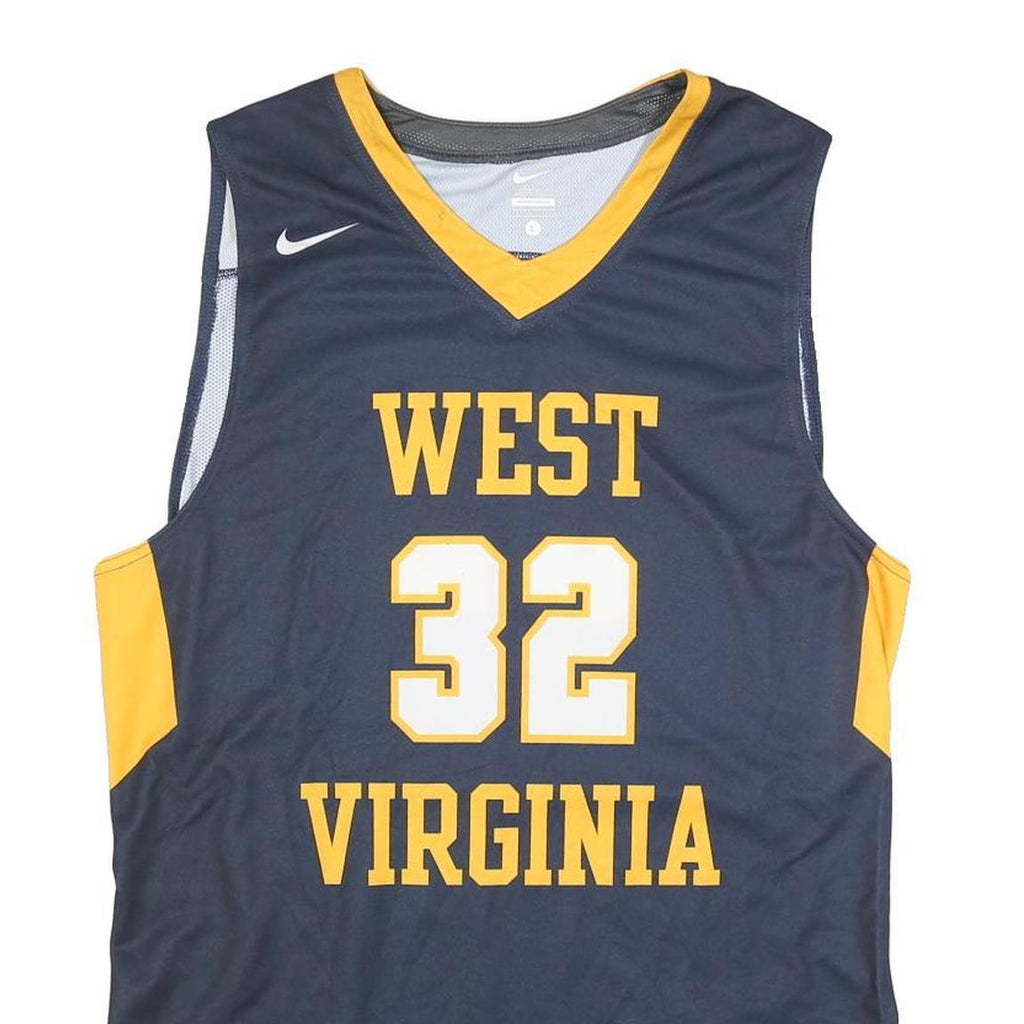 NIKE Mens Blue & Yellow West Virginia Basketball Jersey L Sleeveless V-Neck