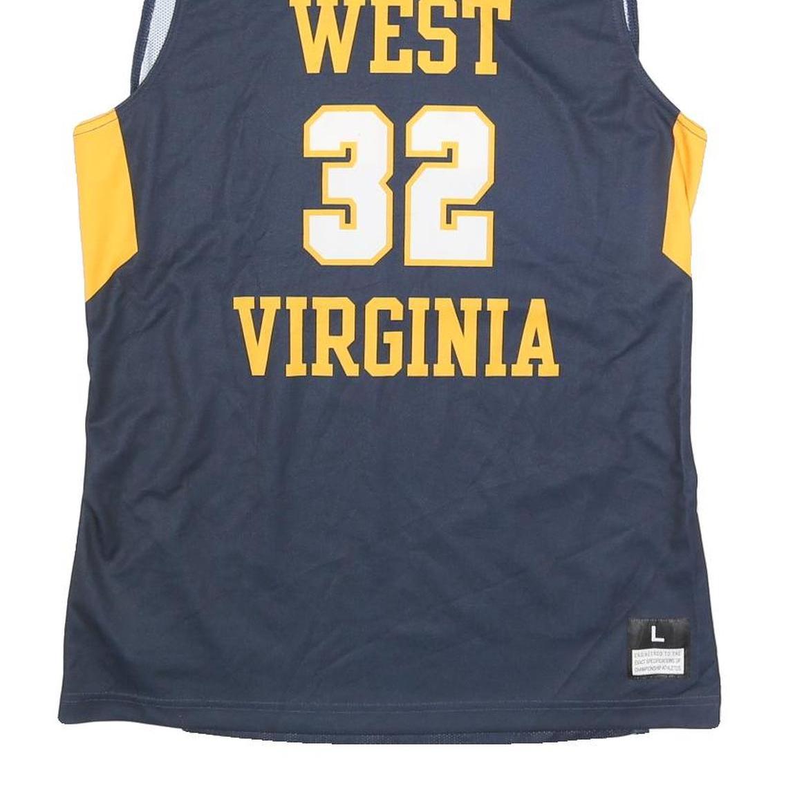NIKE Mens Blue & Yellow West Virginia Basketball Jersey L Sleeveless V-Neck