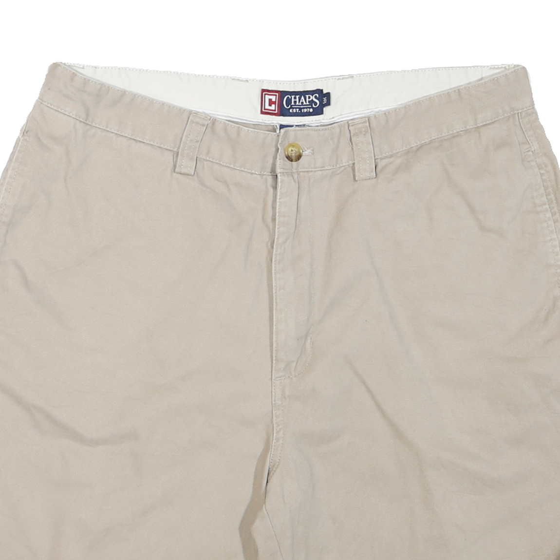 CHAPS Mens Shorts Beige Casual Plain L W36 Cotton Blend Comfortable Summer Wear