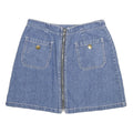 EXTRA Womens Blue Denim Mini Skirt Cotton Blend Zip Pockets Size S Casual