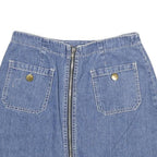 EXTRA Womens Blue Denim Mini Skirt Cotton Blend Zip Pockets Size S Casual