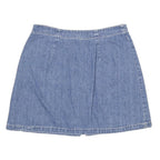 EXTRA Womens Blue Denim Mini Skirt Cotton Blend Zip Pockets Size S Casual