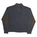 CHAPS Mens Jumper Grey Button Neck Tight Knit 2XL