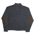CHAPS Mens Jumper Grey Button Neck Tight Knit 2XL