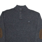 CHAPS Mens Jumper Grey Button Neck Tight Knit 2XL