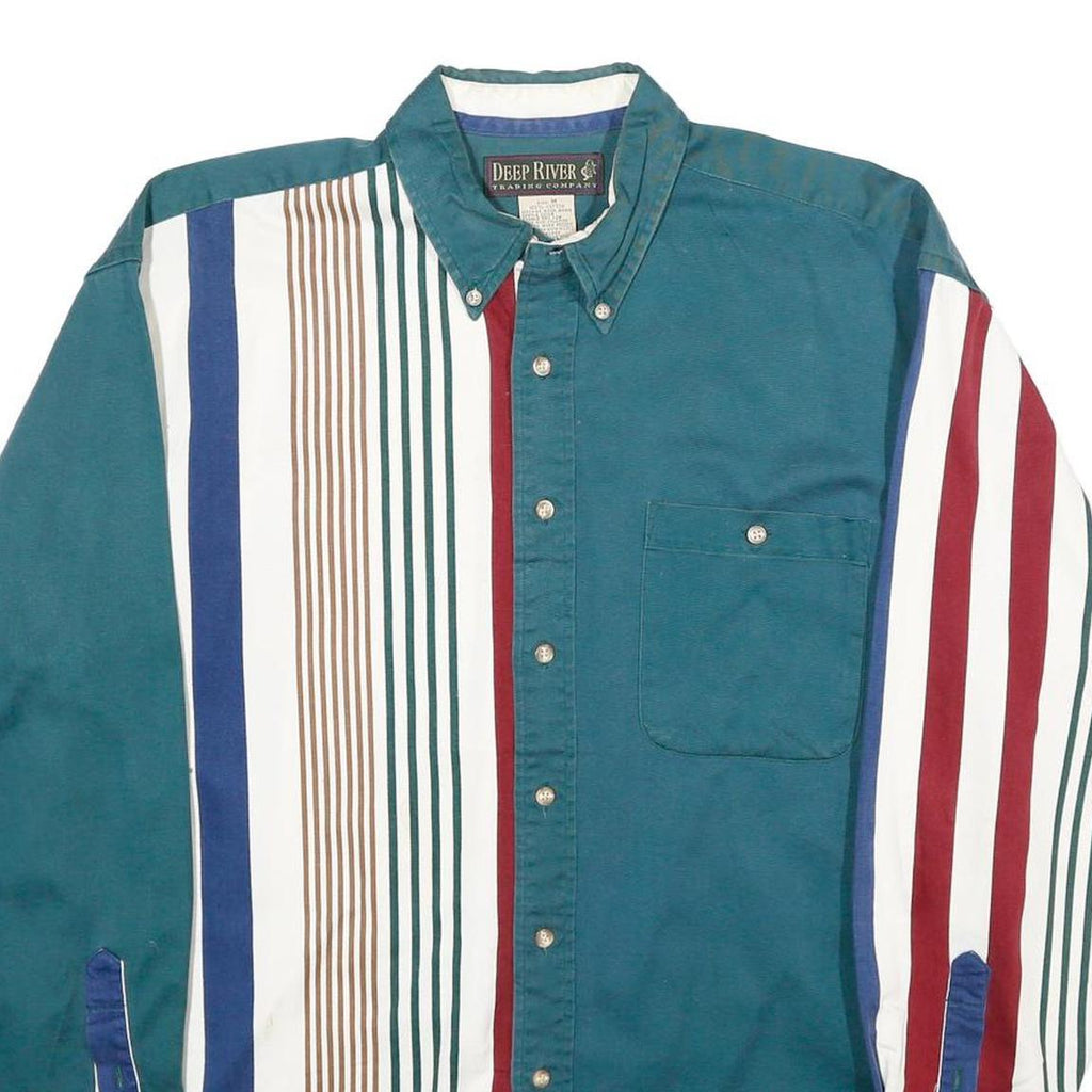 DEEP RIVER TRADING COMPANY Mens Green & Multi Stripe Casual Shirt M Button