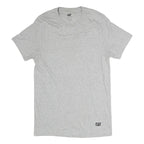 CAT Mens Grey Plain Cotton T-Shirt S Short Sleeve Crew Neck Basic Casual