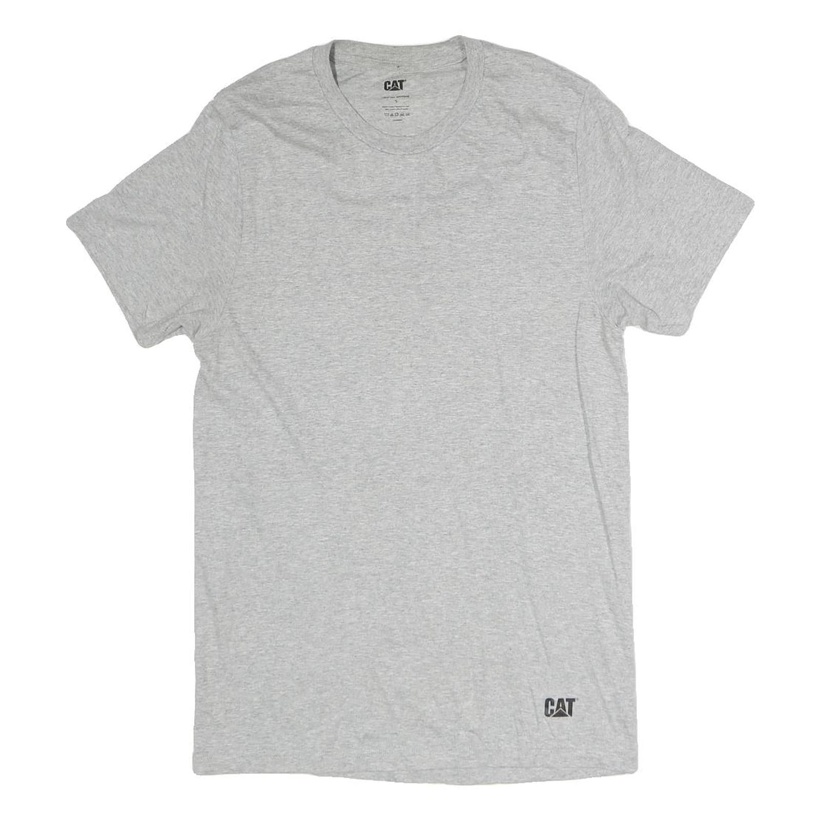CAT Mens Grey Plain Cotton T-Shirt S Short Sleeve Crew Neck Basic Casual