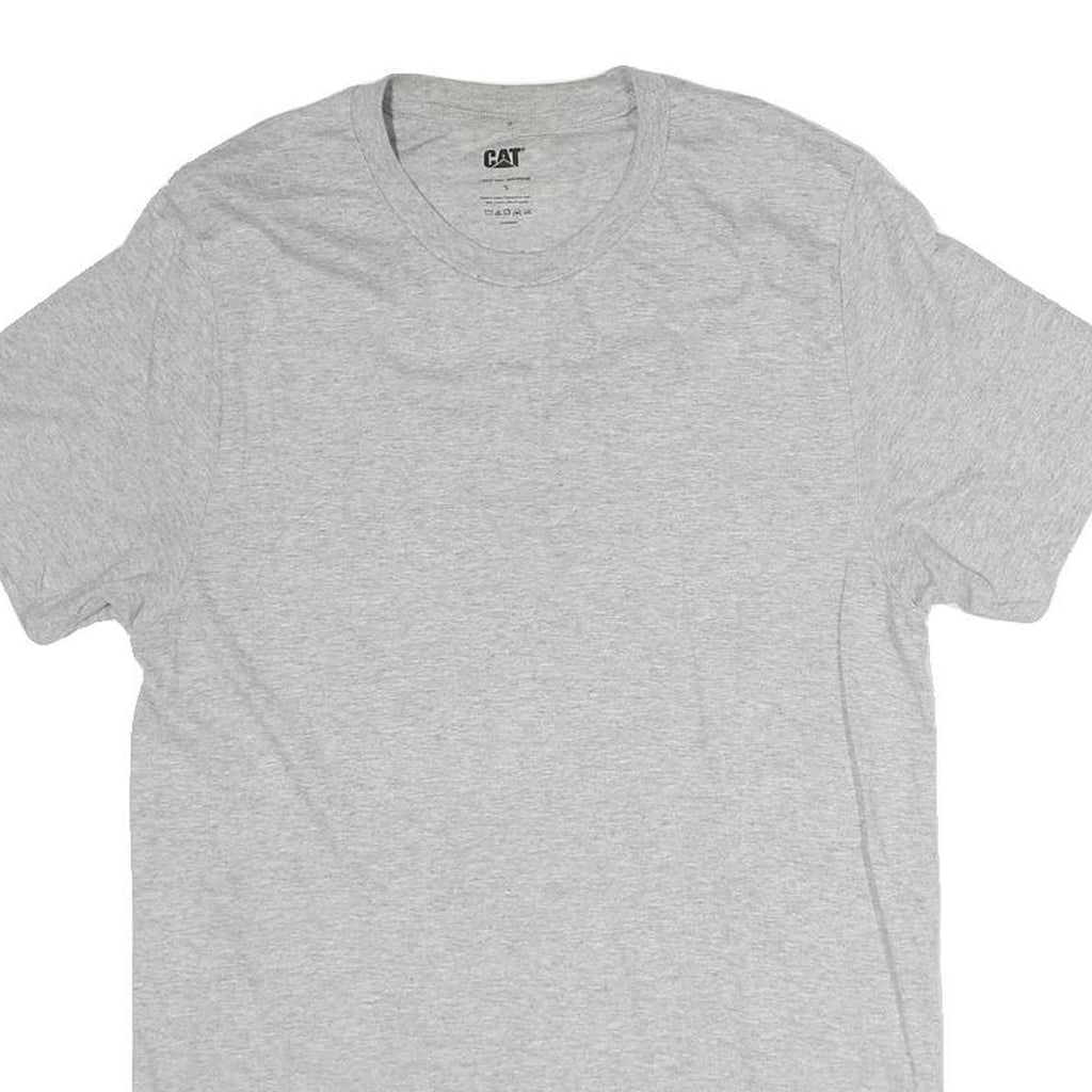 CAT Mens Grey Plain Cotton T-Shirt S Short Sleeve Crew Neck Basic Casual