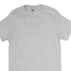 CAT Mens Grey Plain Cotton T-Shirt S Short Sleeve Crew Neck Basic Casual