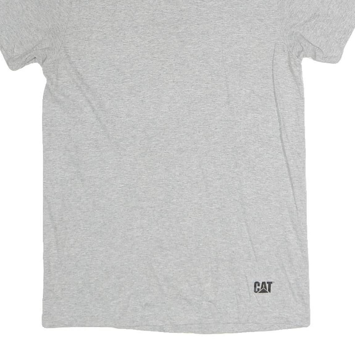 CAT Mens Grey Plain Cotton T-Shirt S Short Sleeve Crew Neck Basic Casual