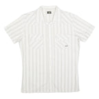LEE Mens White Patterned Short Sleeve Shirt M Button Front Casual Summer