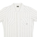 LEE Mens White Patterned Short Sleeve Shirt M Button Front Casual Summer