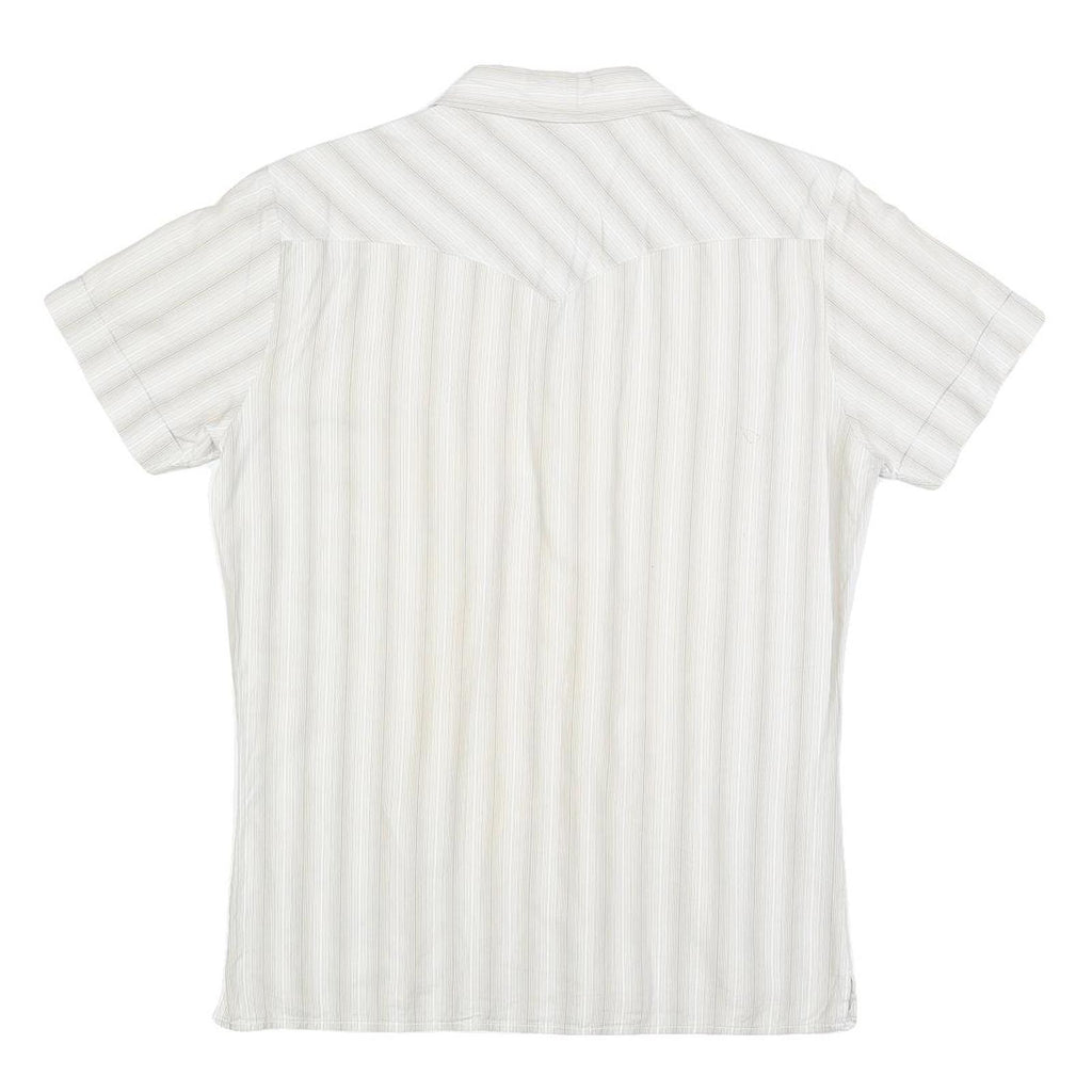 LEE Mens White Patterned Short Sleeve Shirt M Button Front Casual Summer