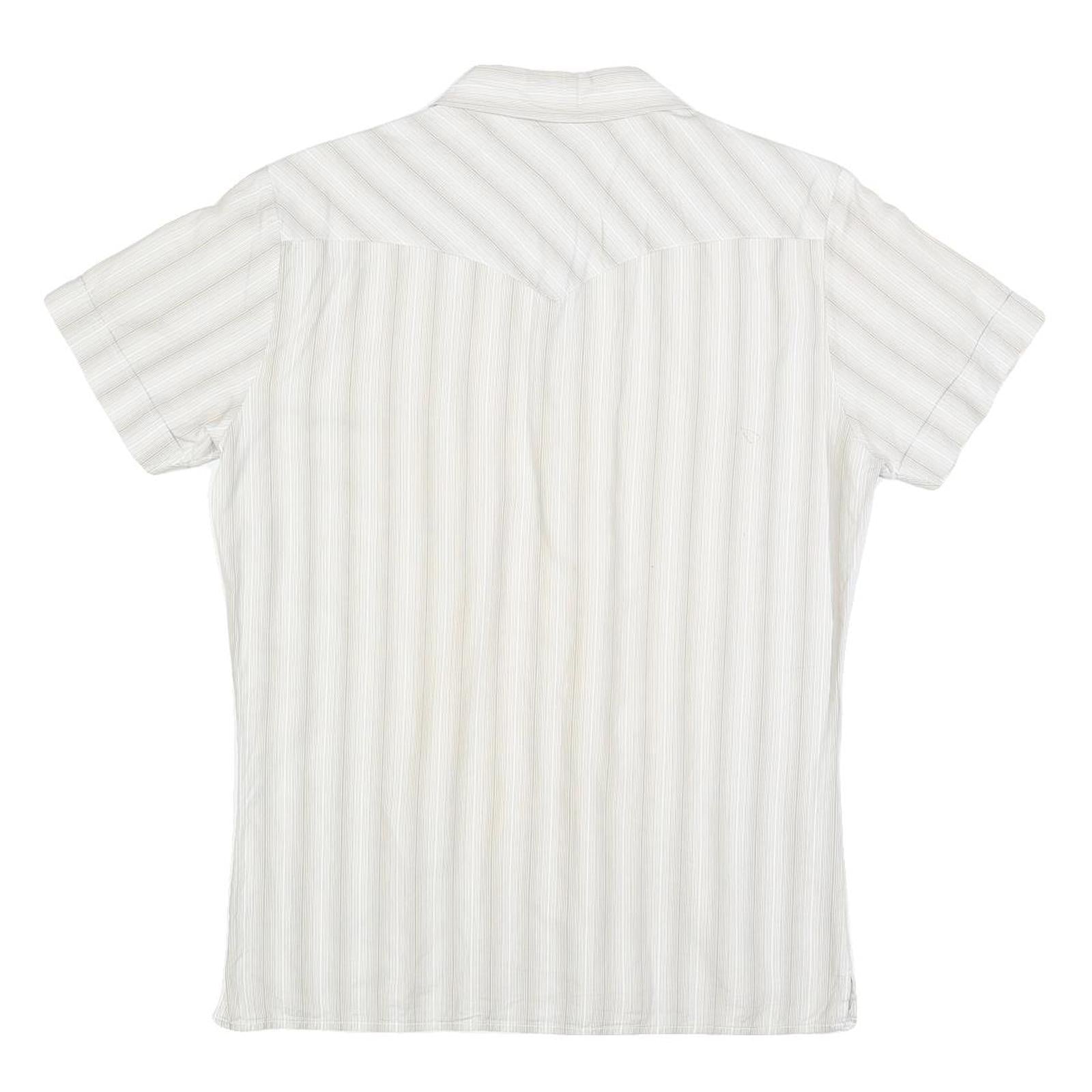 LEE Mens White Patterned Short Sleeve Shirt M Button Front Casual Summer