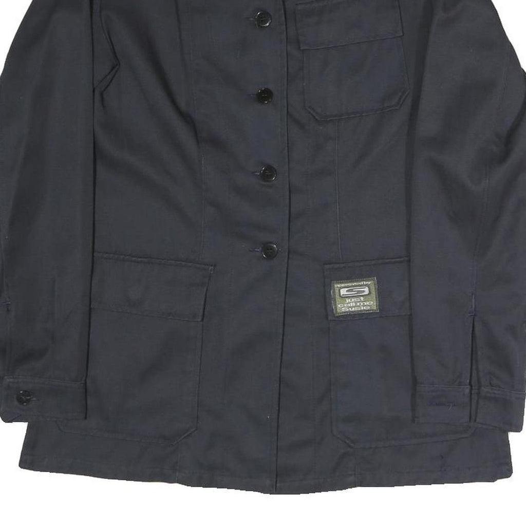 JUST CALL ME SUSIE Womens Black Button Jacket S Polyester Blend Plain Casual