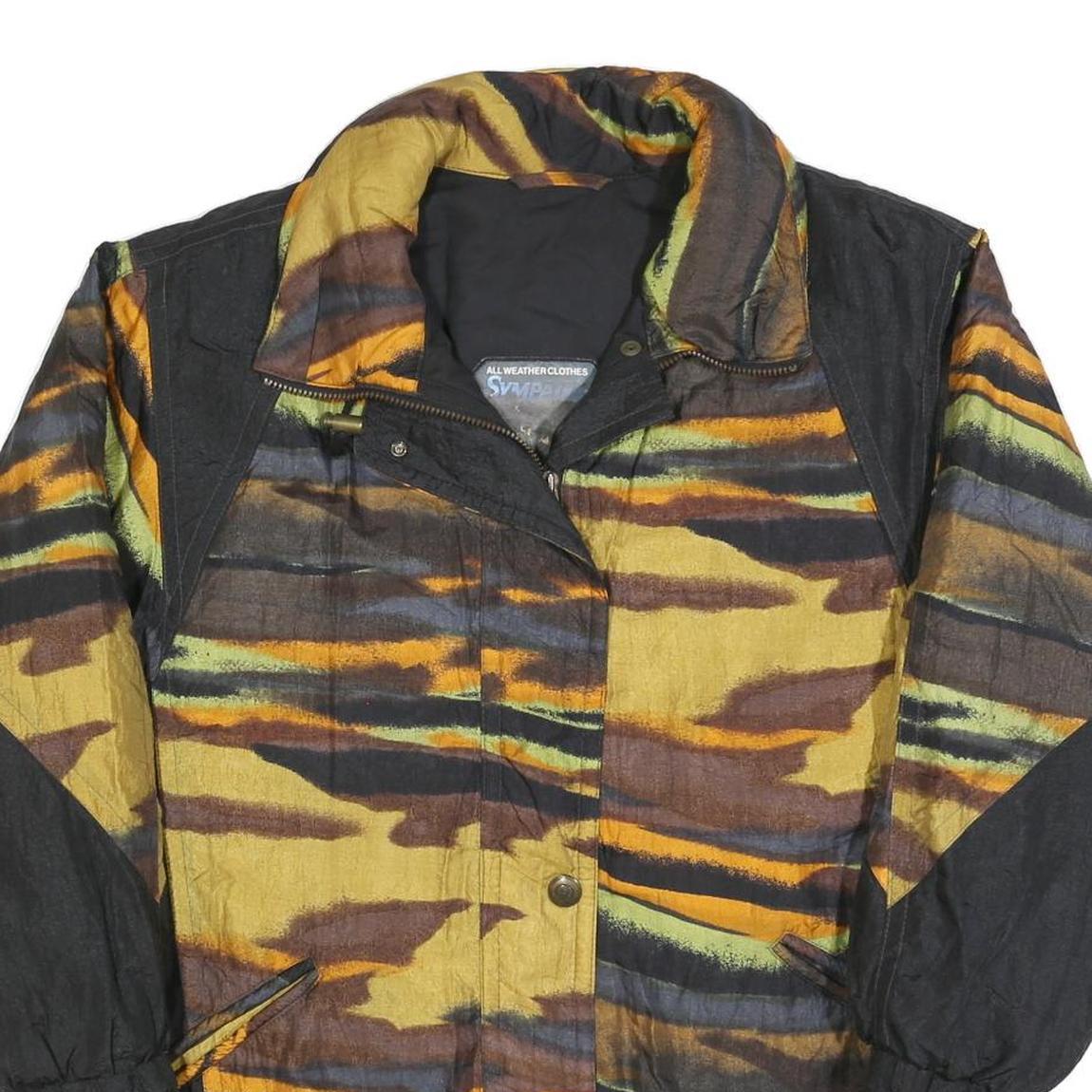 SYMPATEX Womens Yellow & Black Patterned Zip Jacket L Polyester Blend Outdoor