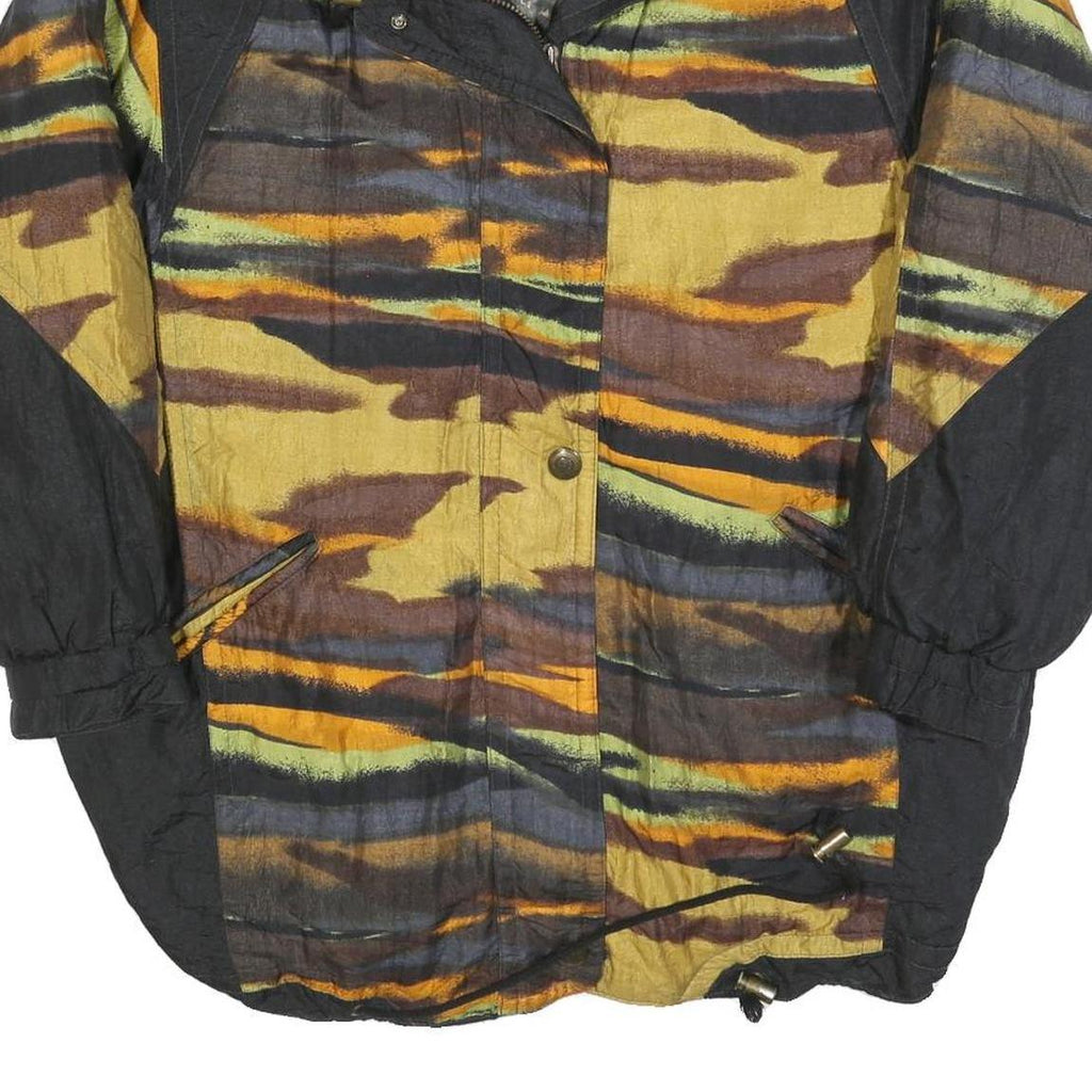 SYMPATEX Womens Yellow & Black Patterned Zip Jacket L Polyester Blend Outdoor