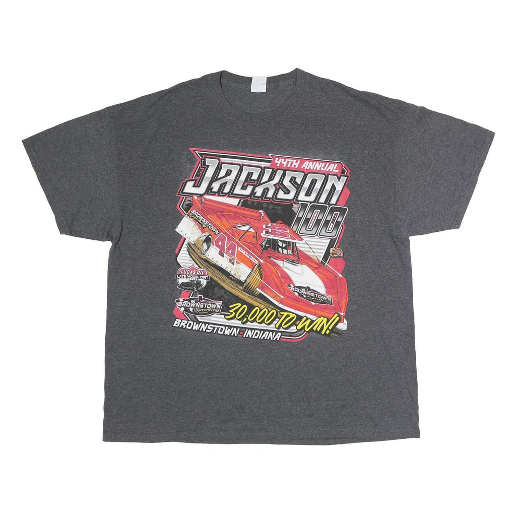 PORT AND COMPANY Mens Grey Jackson 100 Graphic T-Shirt 2XL Short Sleeve Crew