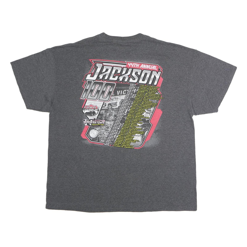 PORT AND COMPANY Mens Grey Jackson 100 Graphic T-Shirt 2XL Short Sleeve Crew