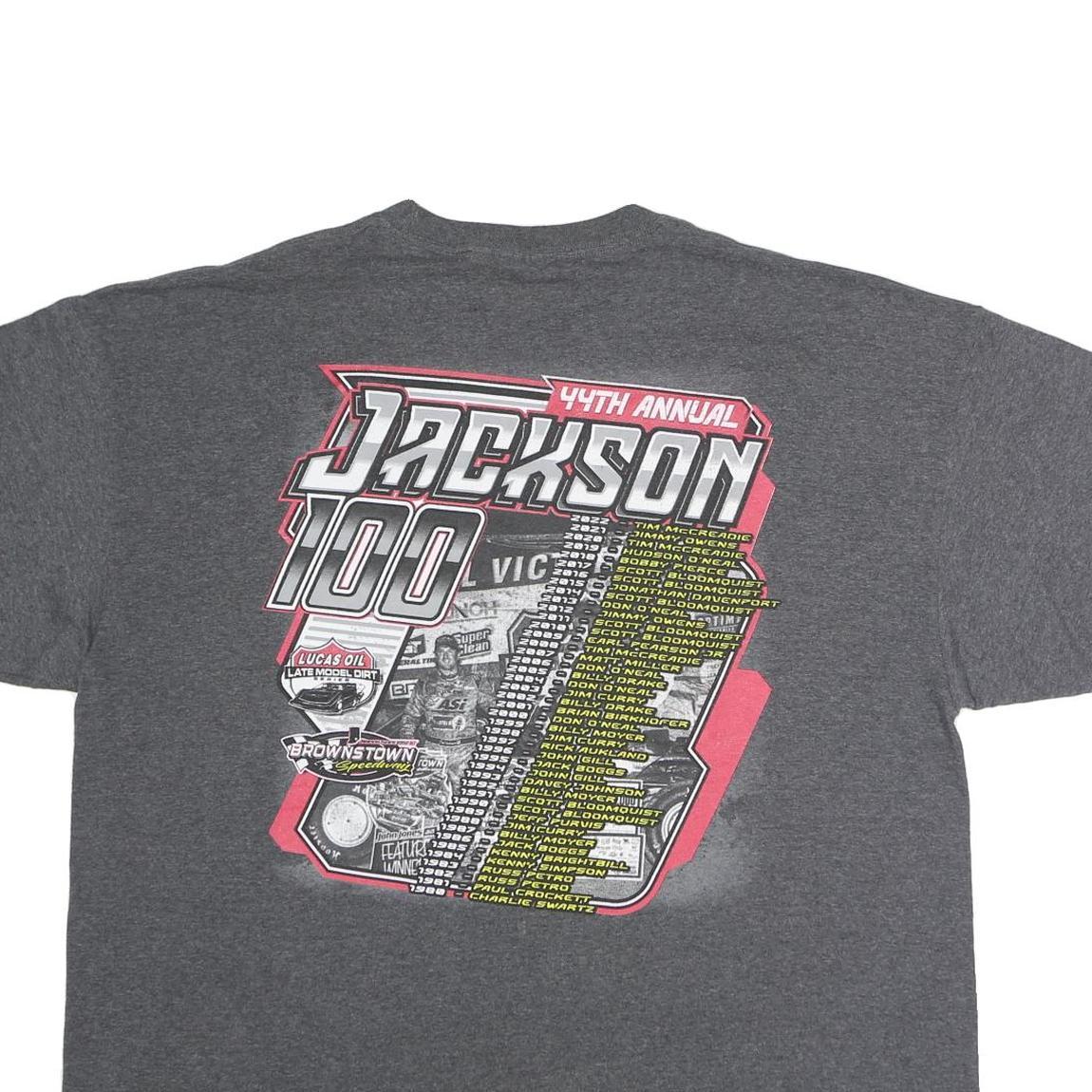 PORT AND COMPANY Mens Grey Jackson 100 Graphic T-Shirt 2XL Short Sleeve Crew