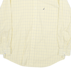 NAUTICA Mens Yellow & Blue Check Shirt M Cotton Blend Classic Fit Long Sleeve