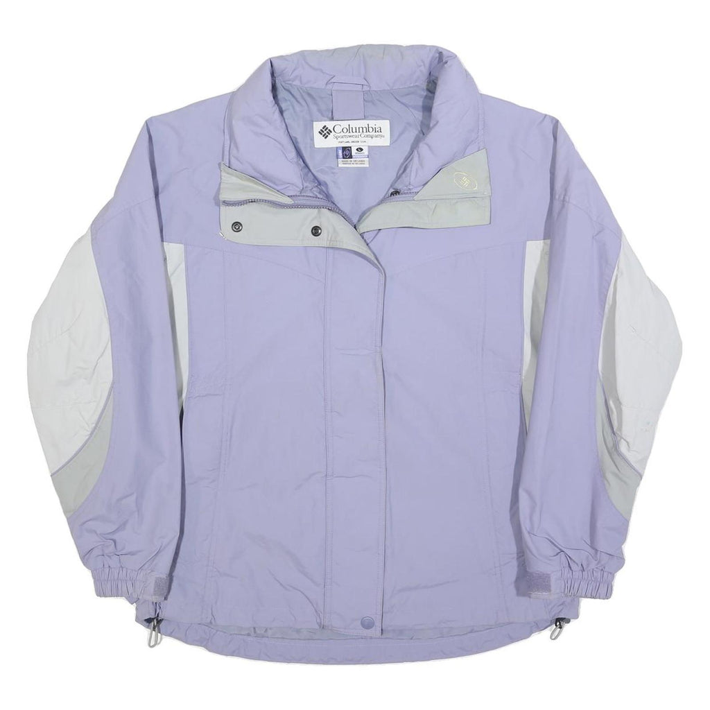 COLUMBIA Womens Purple & White Outdoor Jacket L Polyester Blend Zip Sportswear