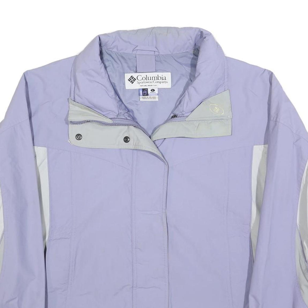 COLUMBIA Womens Purple & White Outdoor Jacket L Polyester Blend Zip Sportswear
