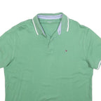 TOMMY HILFIGER Mens Green Short Sleeve Plain L Cotton Blend Polo Shirt