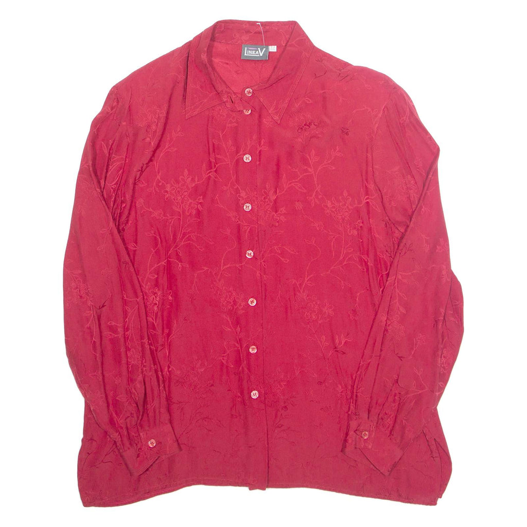 LINEAV Womens Printed Blouse Red Long Sleeve Floral XL