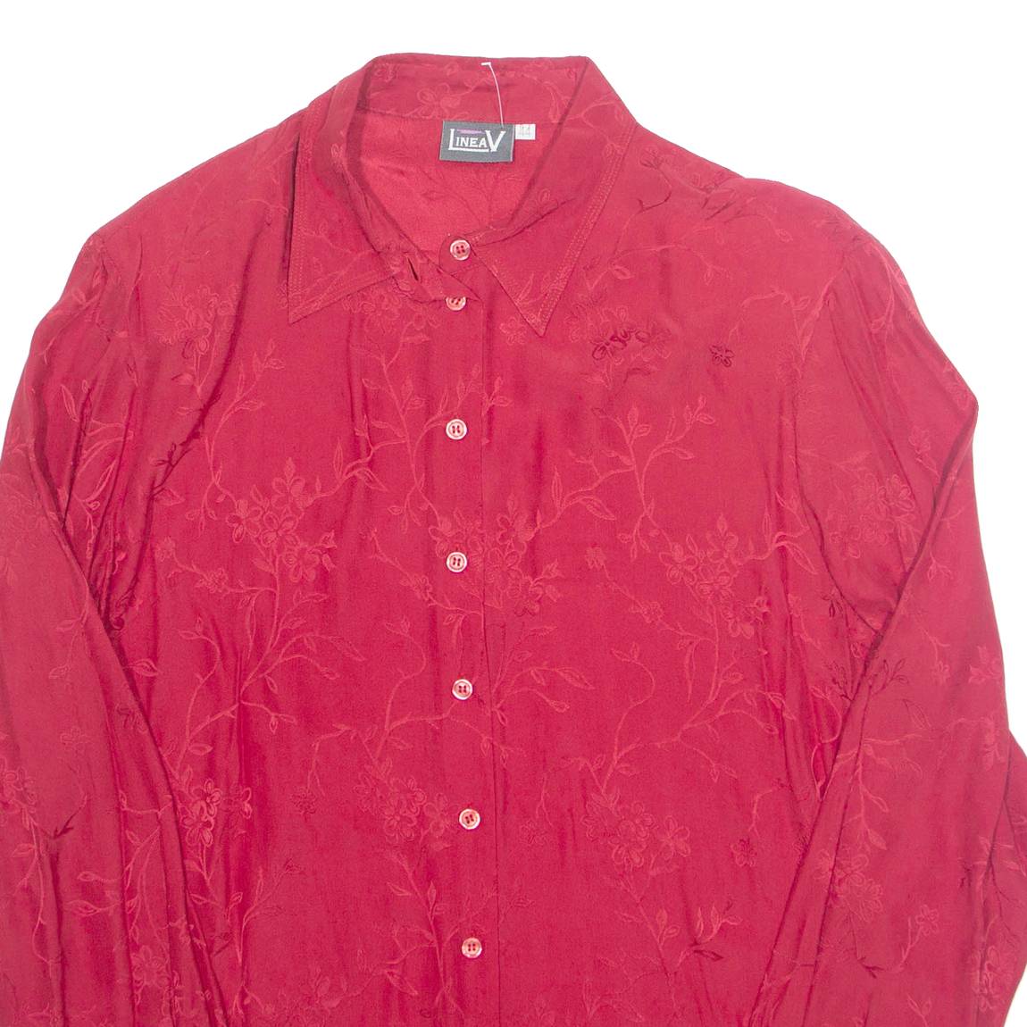 LINEAV Womens Printed Blouse Red Long Sleeve Floral XL