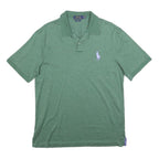 POLO RALPH LAUREN Mens Green Striped Short Sleeve Polo Shirt M Cotton Blend