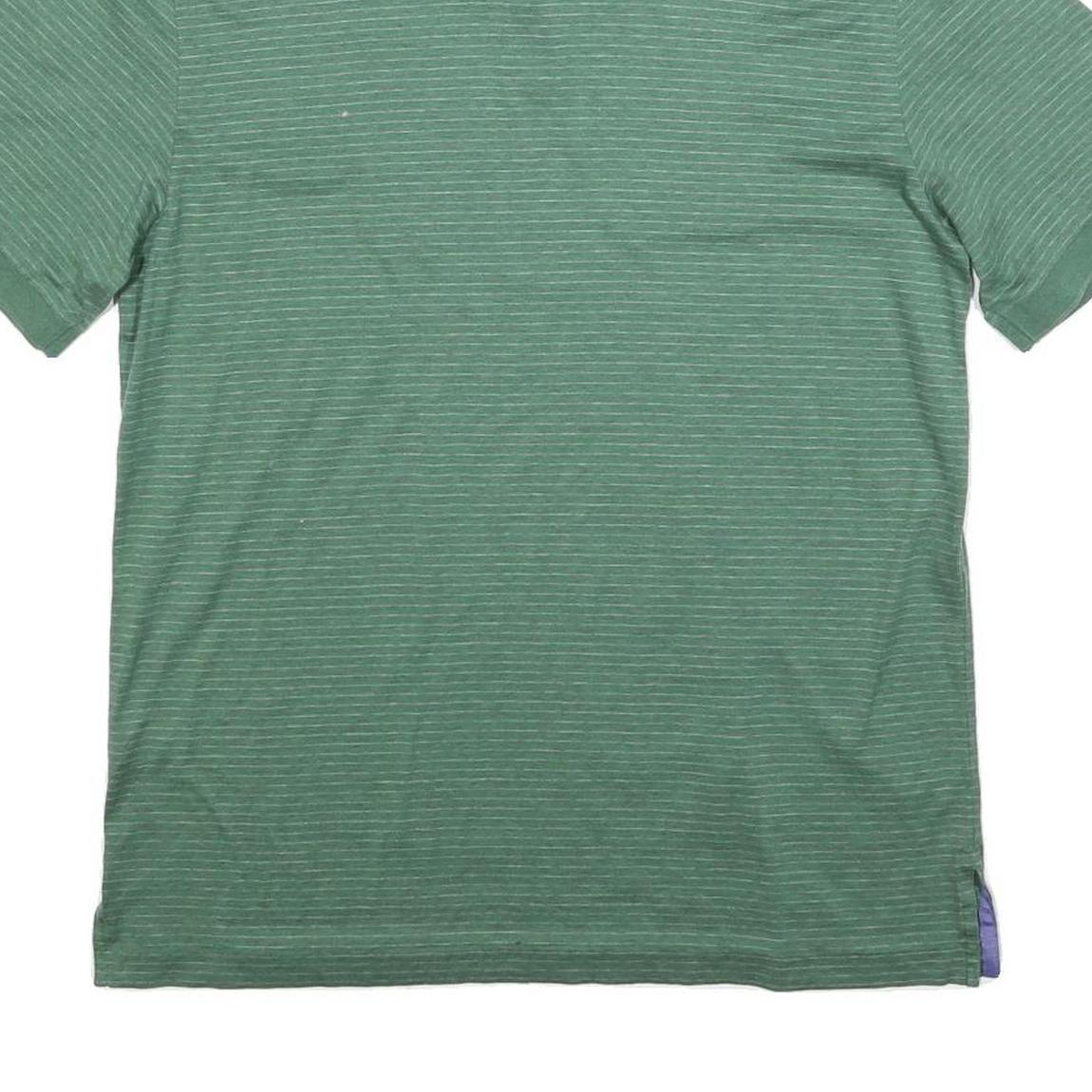 POLO RALPH LAUREN Mens Green Striped Short Sleeve Polo Shirt M Cotton Blend