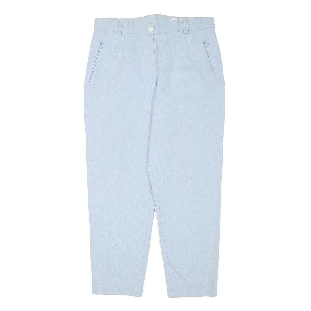 BRUNO SAINT HILARIE Womens Cotton Blend Blue Relaxed Tapered Trousers W31 L25